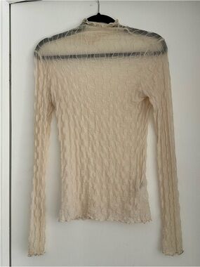 Find Me Now Sheer Cream Long Sleeve Mesh Top